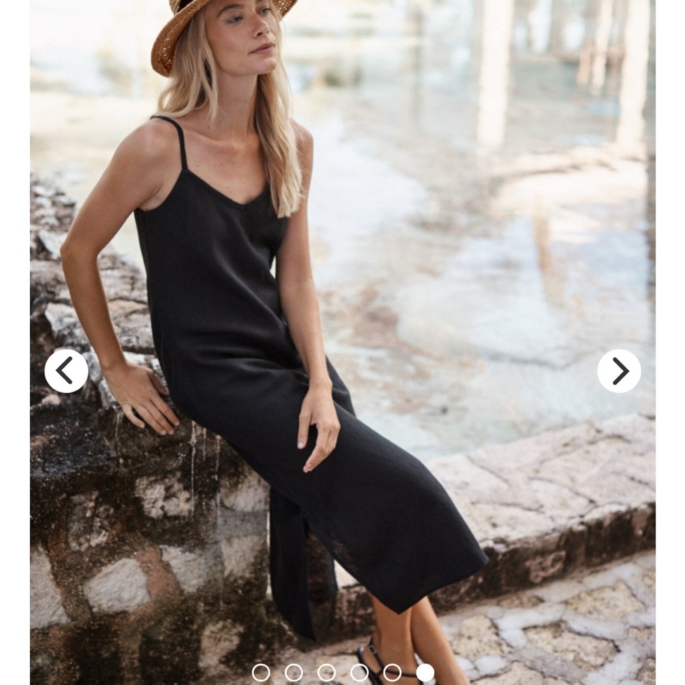 Garnet Hill Black Linen Sleeveless Dress